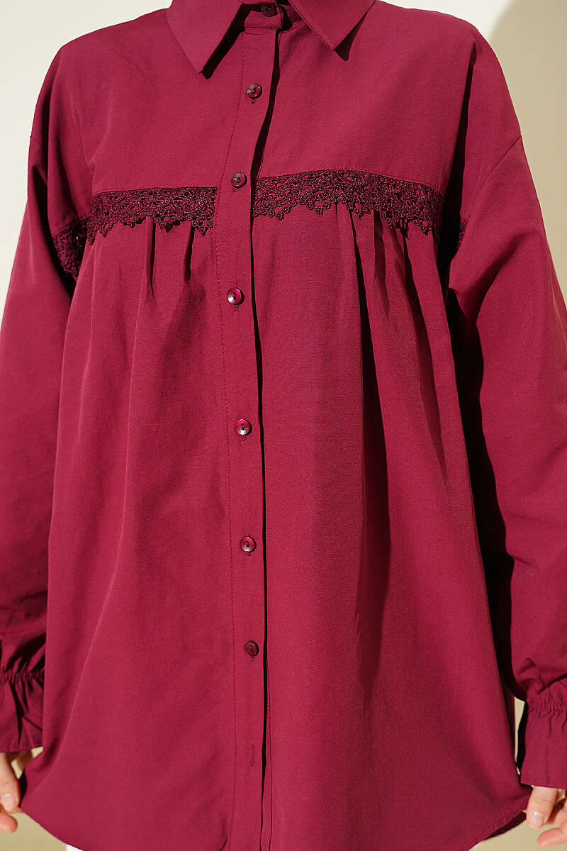 Robası Dantelli Poplin Gömlek