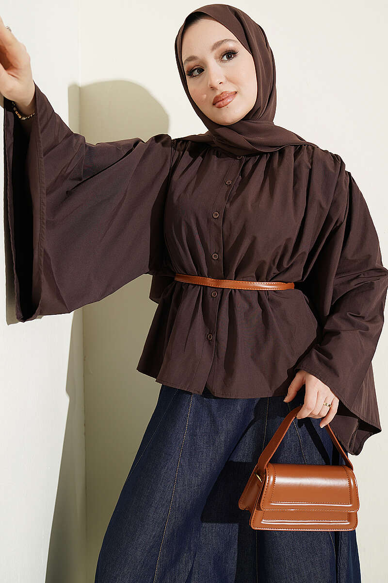 Salaş Kollu Oversize Kısa Gömlek
