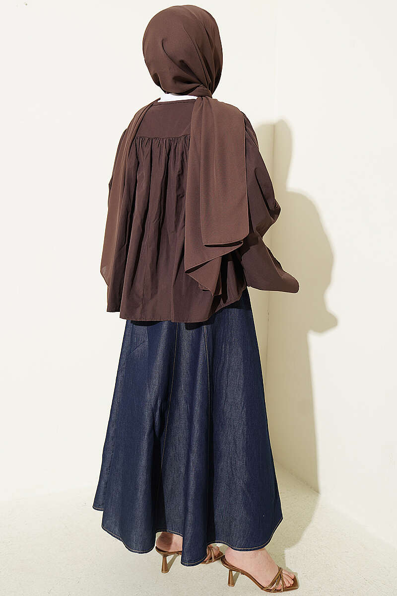 Salaş Kollu Oversize Kısa Gömlek