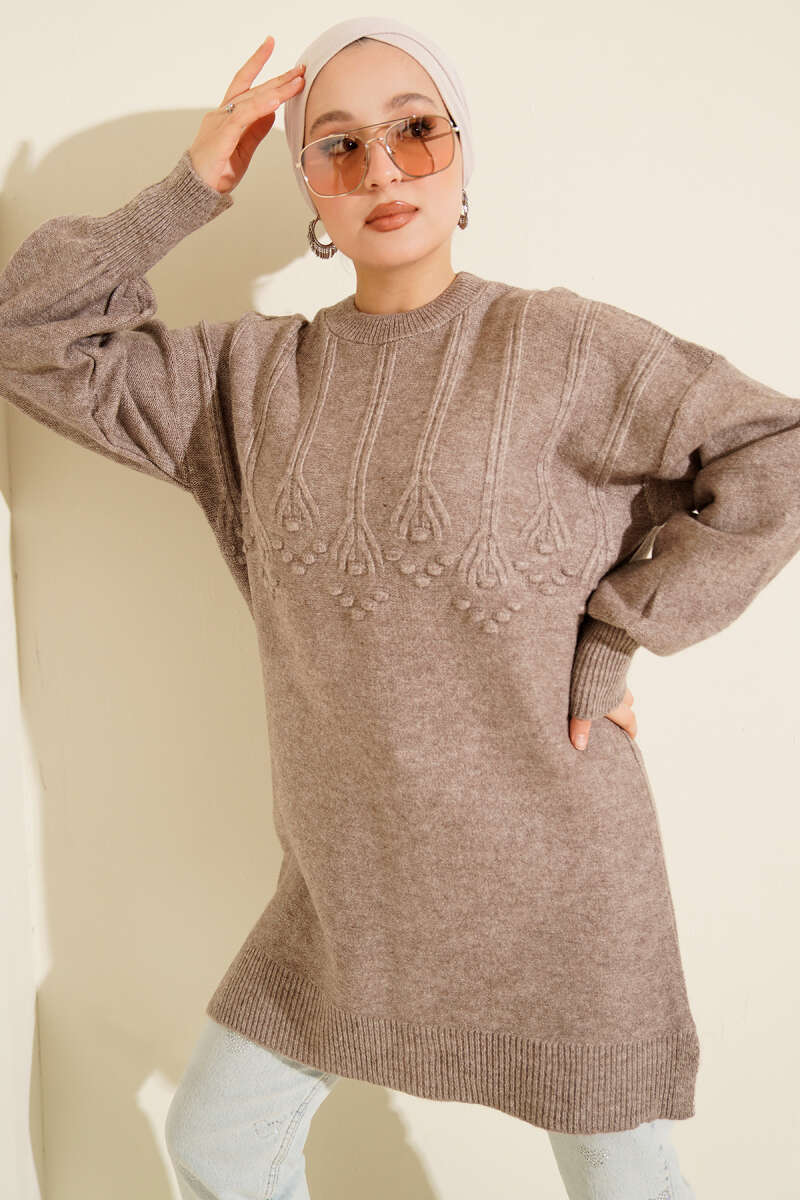Salkım Kabartma Yumoş Triko Tunik