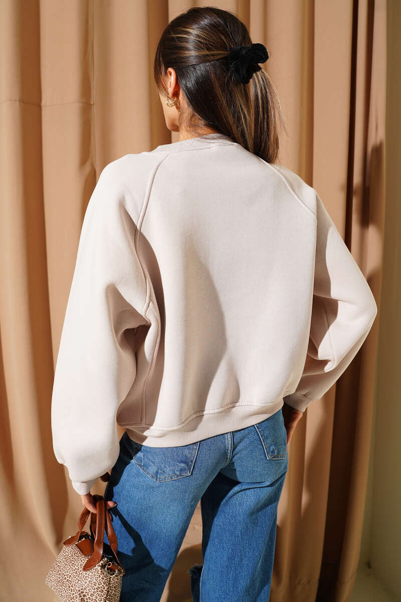 Şardonlu Basic Kısa Sweatshirt
