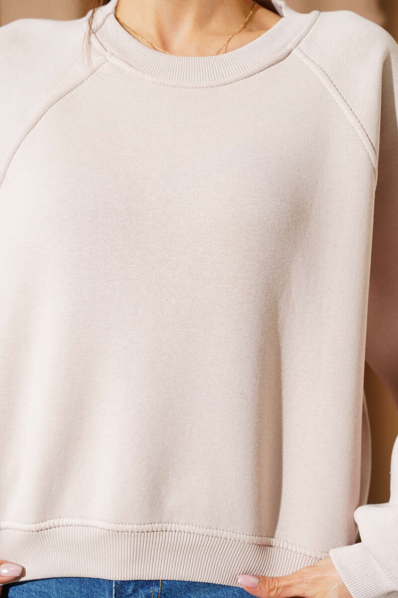 Şardonlu Basic Kısa Sweatshirt