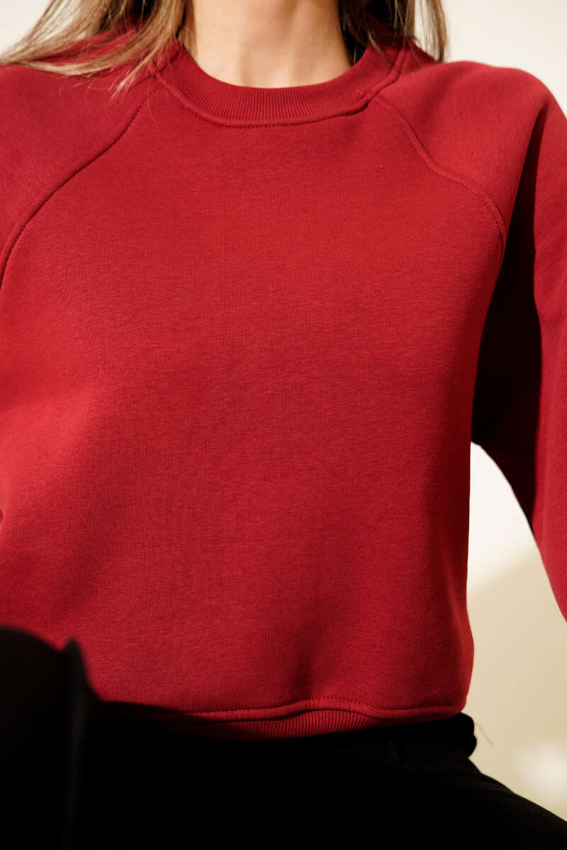 Şardonlu Basic Kısa Sweatshirt