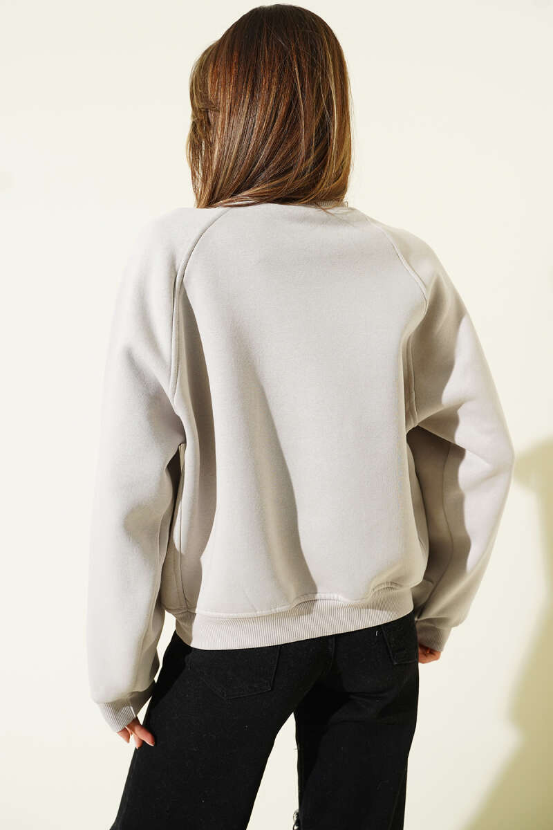 Şardonlu Basic Kısa Sweatshirt