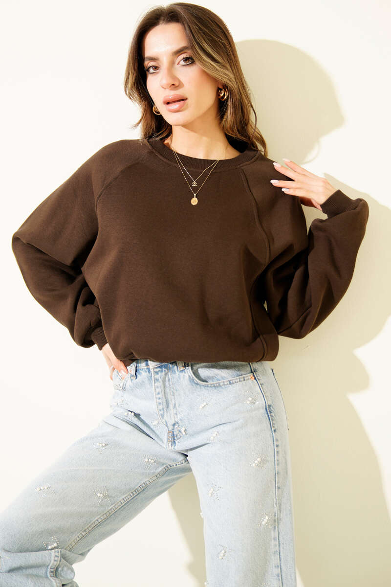 Şardonlu Basic Kısa Sweatshirt