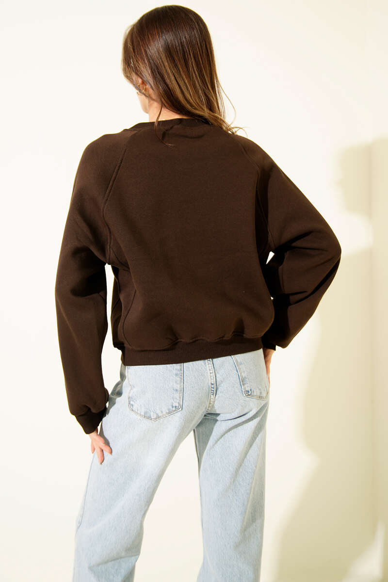 Şardonlu Basic Kısa Sweatshirt
