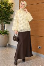 Chiffon Tunic with Polka Dot Collar Ties