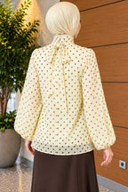 Chiffon Tunic with Polka Dot Collar Ties
