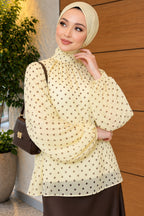 Chiffon Tunic with Polka Dot Collar Ties