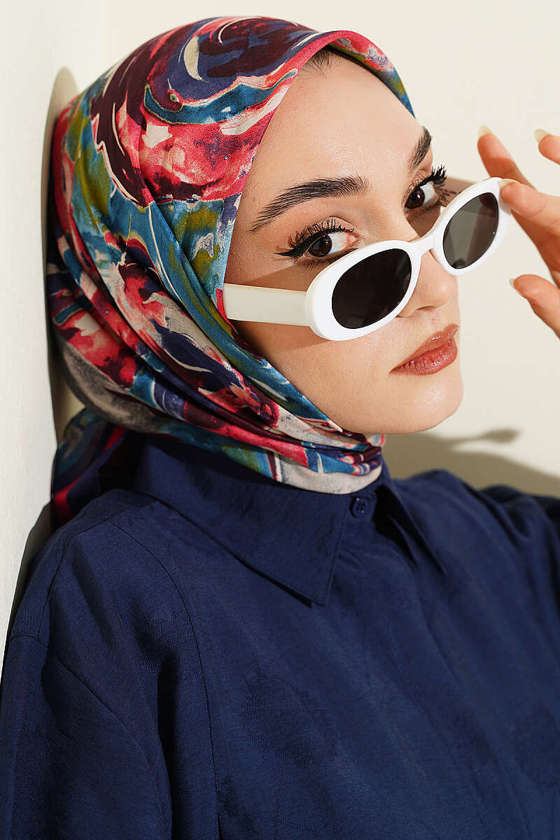 Sarmal Desen Elegance Eşarp Koyu Lacivert