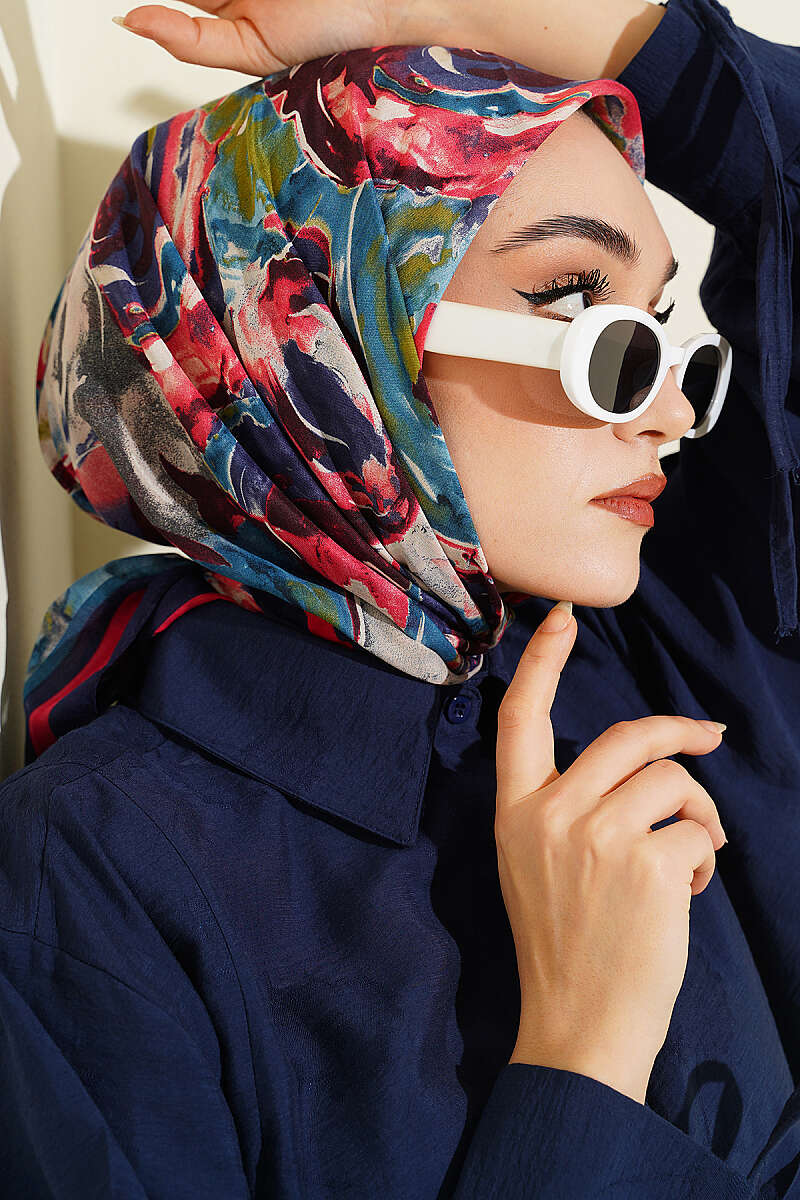 Sarmal Desen Elegance Eşarp Koyu Lacivert
