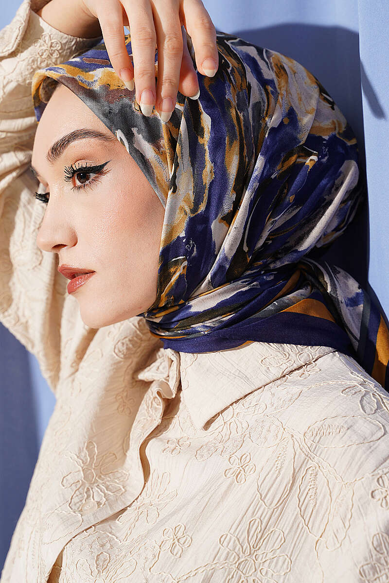 Sarmal Desen Elegance Eşarp Lacivert