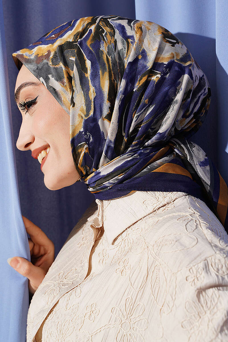 Sarmal Desen Elegance Eşarp Lacivert