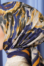 Sarmal Desen Elegance Eşarp Lacivert