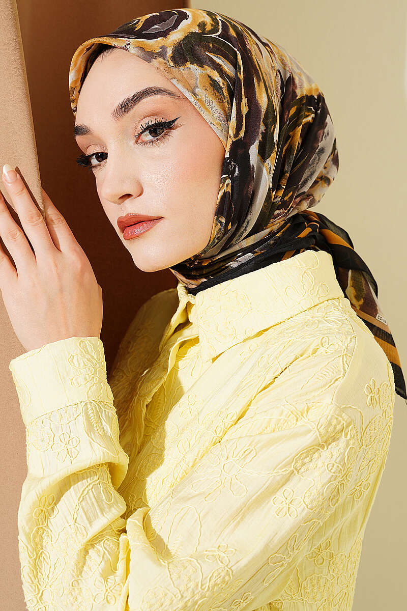 Sarmal Desen Elegance Eşarp Siyah