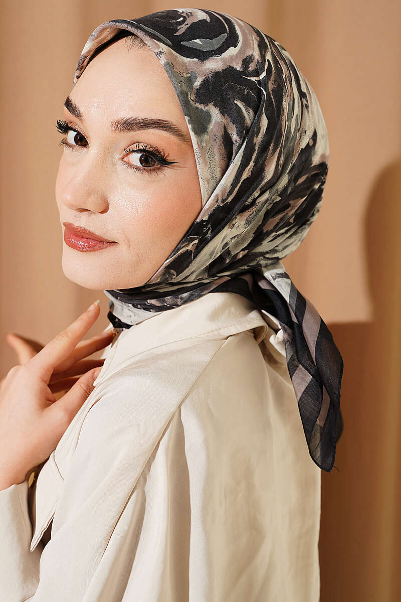Sarmal Desen Elegance Eşarp Siyah Füme