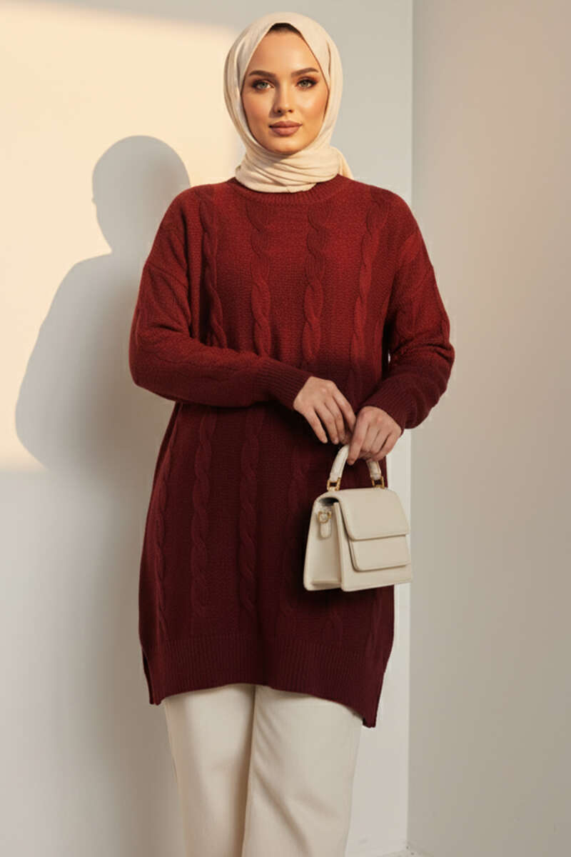 Sarmal Kabartmalı Yumoş Triko Tunik