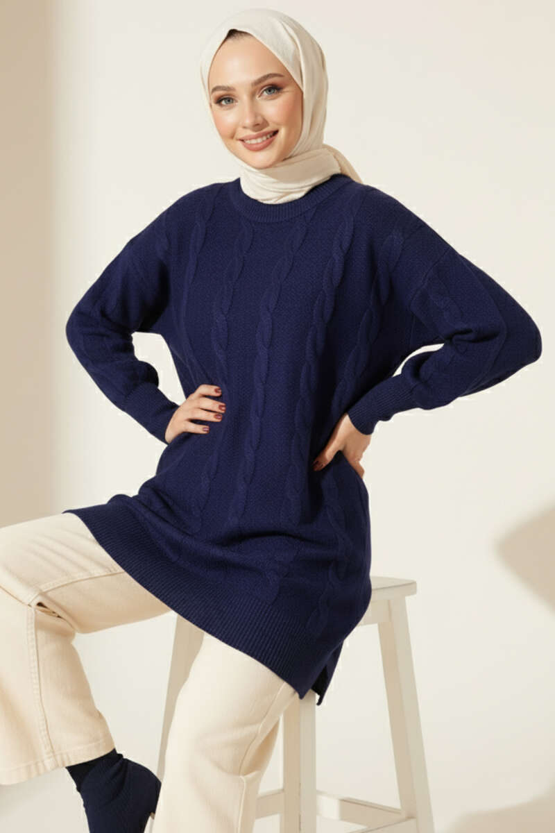 Sarmal Kabartmalı Yumoş Triko Tunik