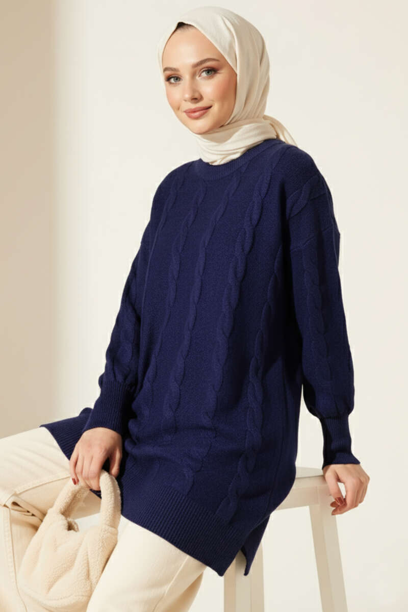 Sarmal Kabartmalı Yumoş Triko Tunik