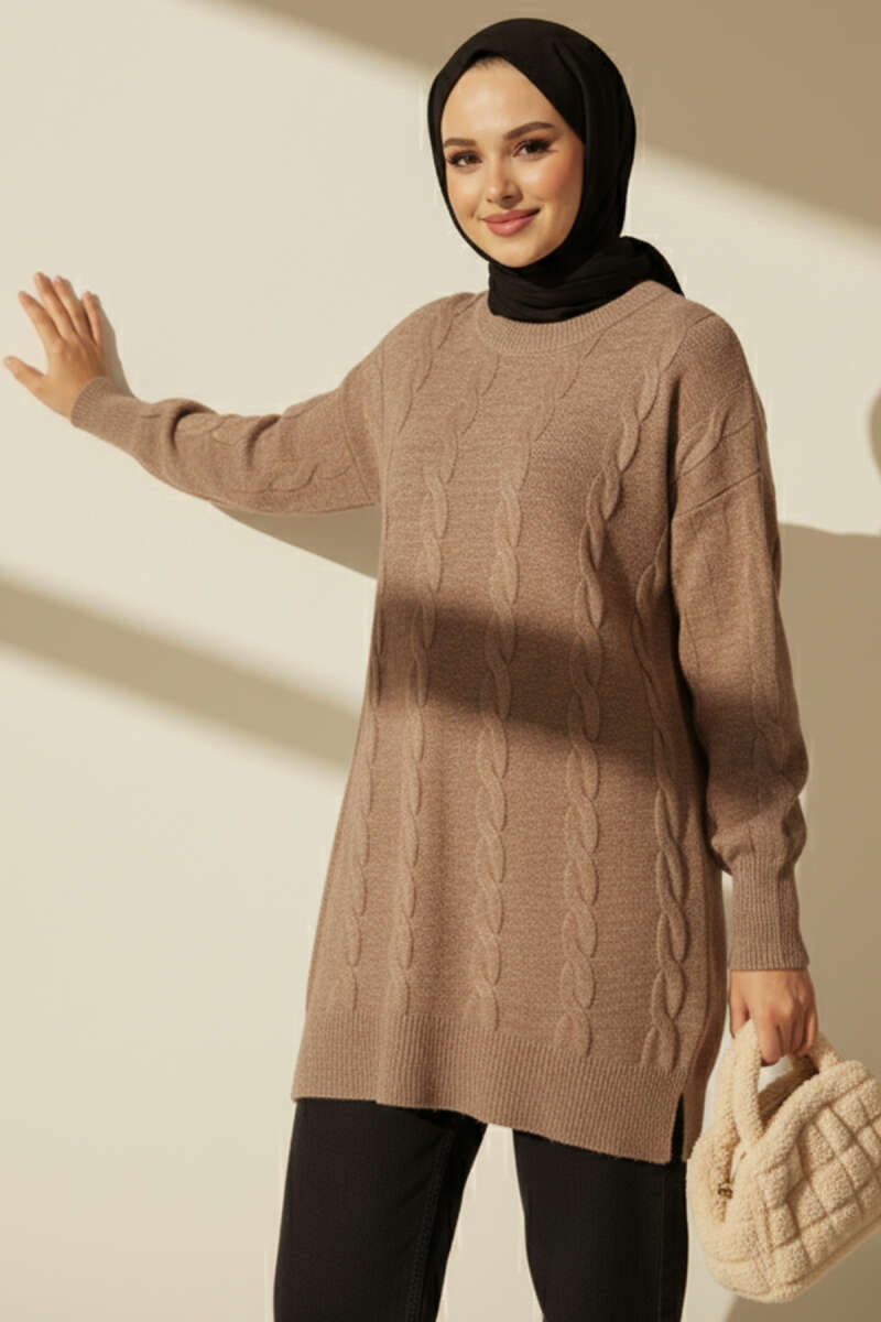 Sarmal Kabartmalı Yumoş Triko Tunik