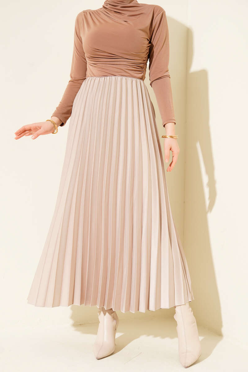 Saten Görünümlü Pileli Etek Главное изображение товара