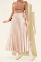 Saten Görünümlü Pileli Etek