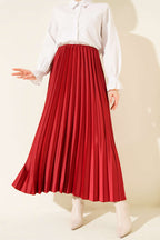 Saten Görünümlü Pileli Etek