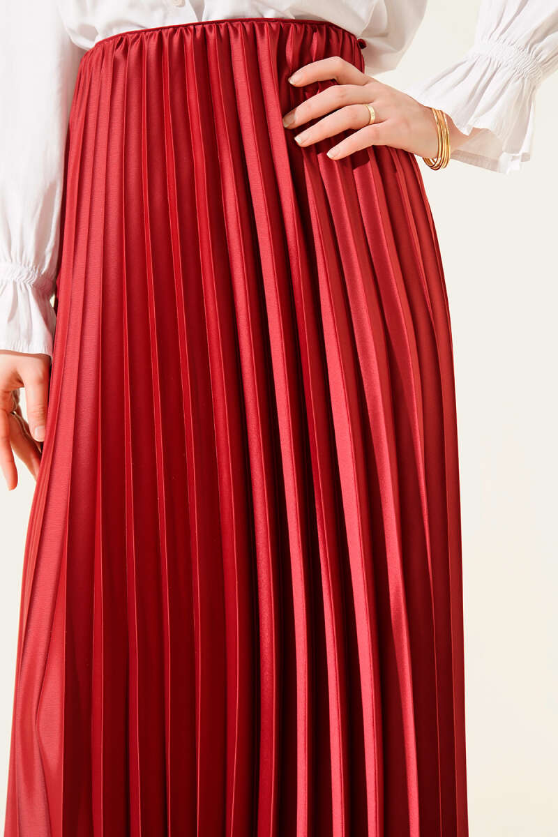 Saten Görünümlü Pileli Etek