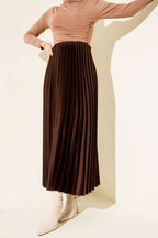 Saten Görünümlü Pileli Etek