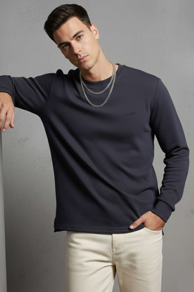 Scuba Bisiklet Yaka Erkek Sweatshirt