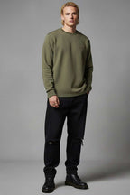 Scuba Bisiklet Yaka Erkek Sweatshirt Haki