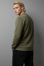 Scuba Bisiklet Yaka Erkek Sweatshirt Haki