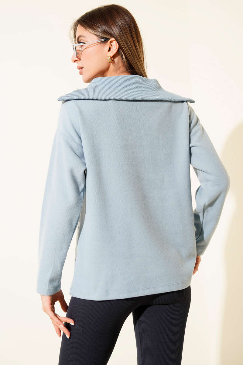 Selanik Yaka Fermuarlı Sweatshirt