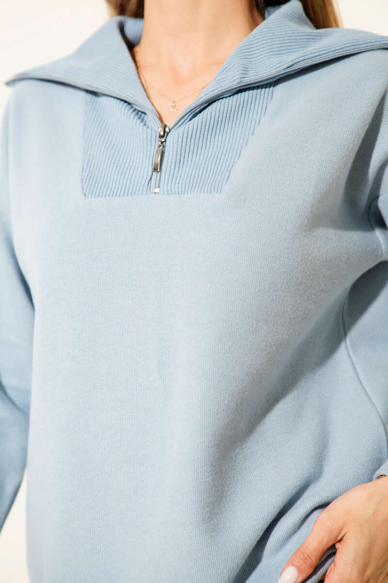 Selanik Yaka Fermuarlı Sweatshirt