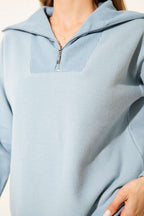 Selanik Yaka Fermuarlı Sweatshirt