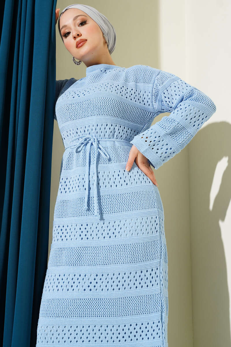 Stripe Openwork Pattern Knitted Dress