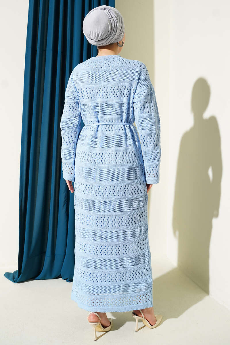 Stripe Openwork Pattern Knitted Dress