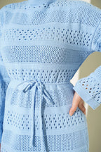 Stripe Openwork Pattern Knitted Dress