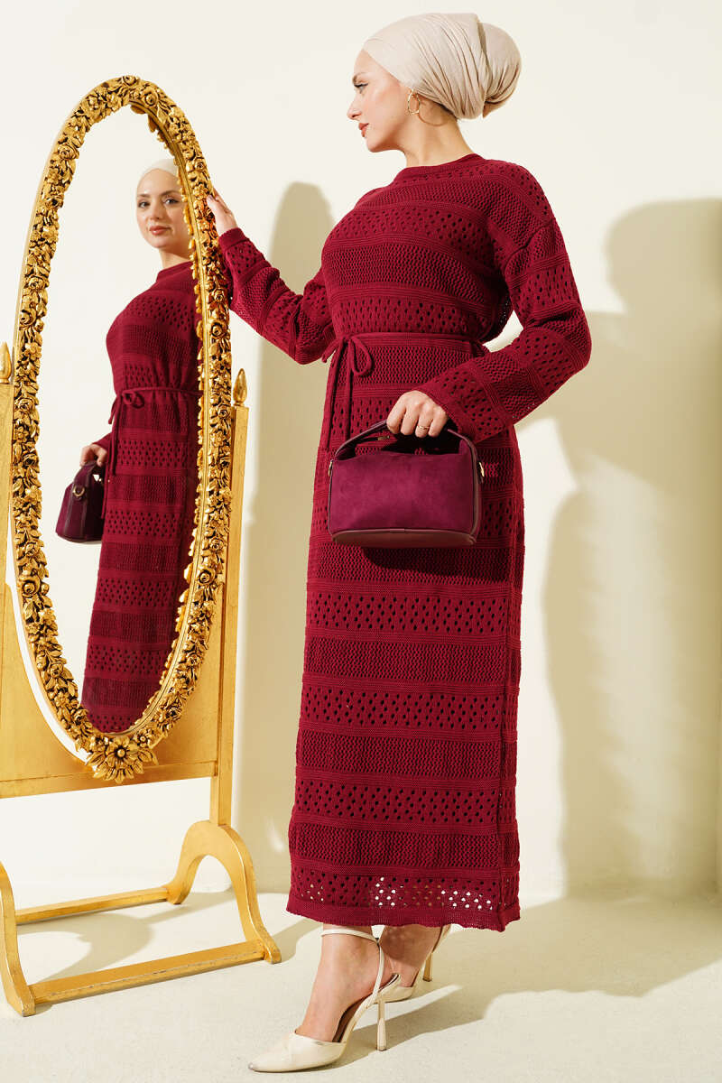Stripe Openwork Pattern Knitted Dress