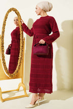 Stripe Openwork Pattern Knitted Dress