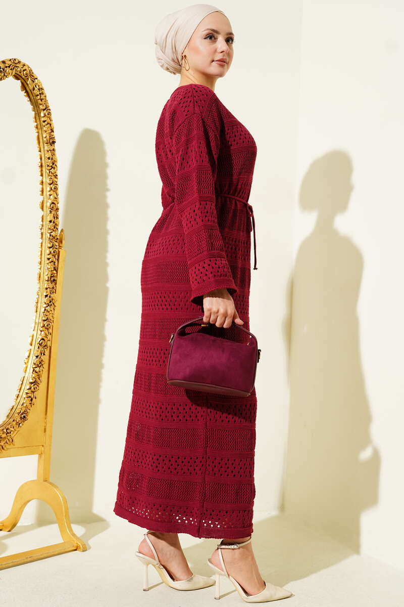 Stripe Openwork Pattern Knitted Dress