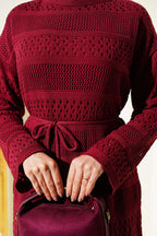 Stripe Openwork Pattern Knitted Dress