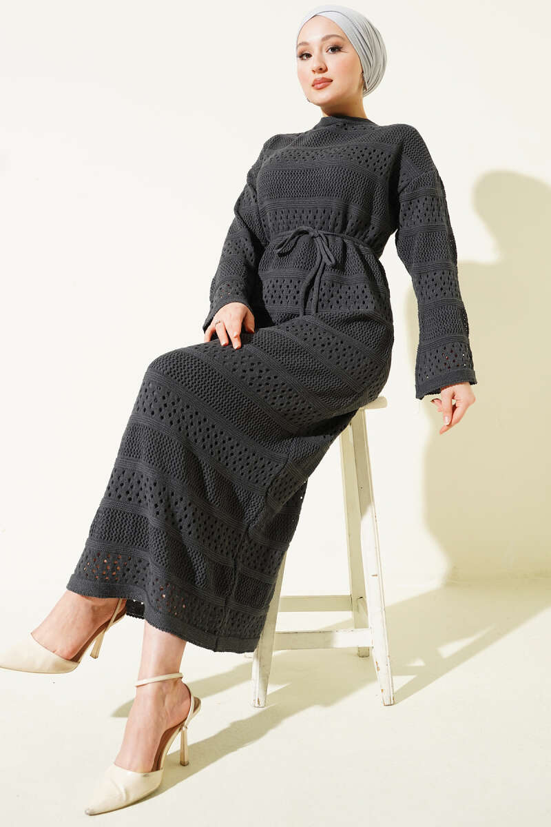 Stripe Openwork Pattern Knitted Dress