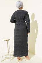 Stripe Openwork Pattern Knitted Dress