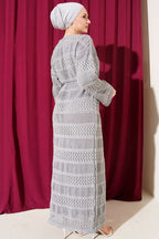Stripe Openwork Pattern Knitted Dress