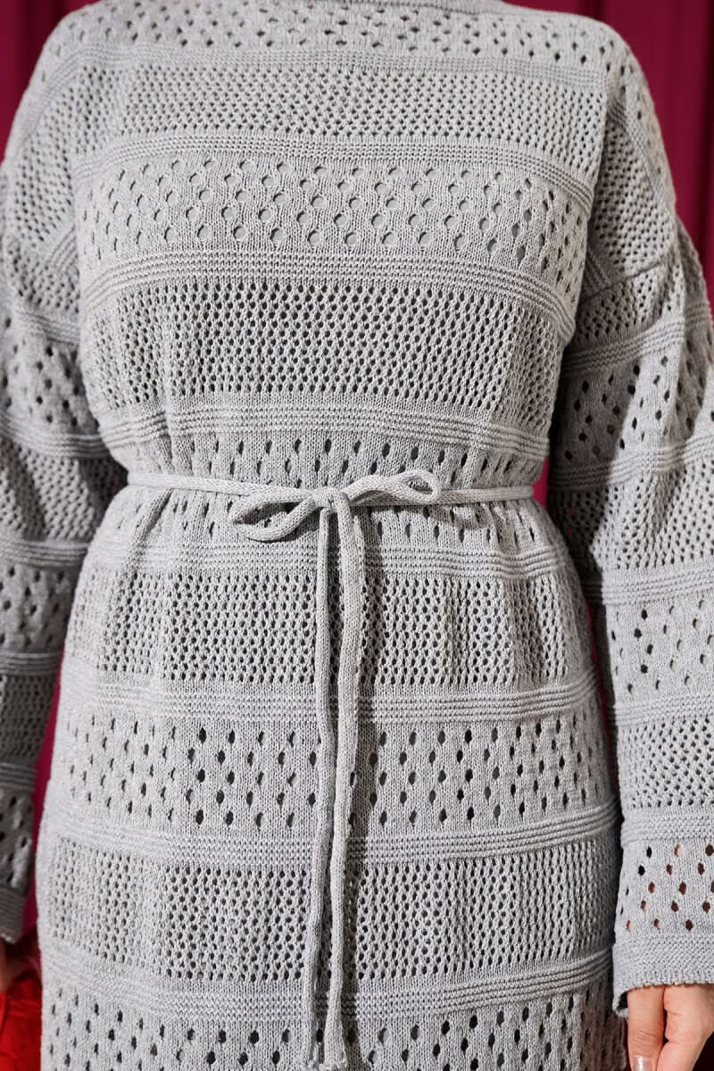 Stripe Openwork Pattern Knitted Dress