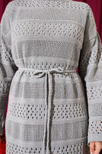 Stripe Openwork Pattern Knitted Dress