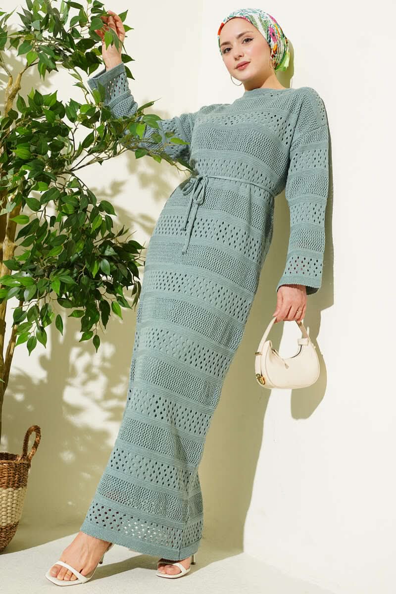 Stripe Openwork Pattern Knitted Dress