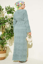 Stripe Openwork Pattern Knitted Dress
