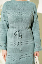 Stripe Openwork Pattern Knitted Dress